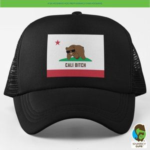 Cali B!tch California Bear Flag Foam Trucker Snapback Cap BLACK